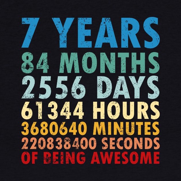 7th Birthday Countdown 7 years of being Awesome / Seven Birthday / 7 Years Old / Girls and Boys / Vintage Retro Style gifts ideas by johnii1422